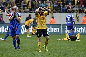 Nach dem Abpfiff haderten die Dynamo-Spieler - auch wegen der dramatischen Schlussphase.