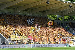 "Alle in Gelb" - Dynamos aktive Fanszene rief zur Anreise im gelben Oberteil auf. (Foto: SGD)