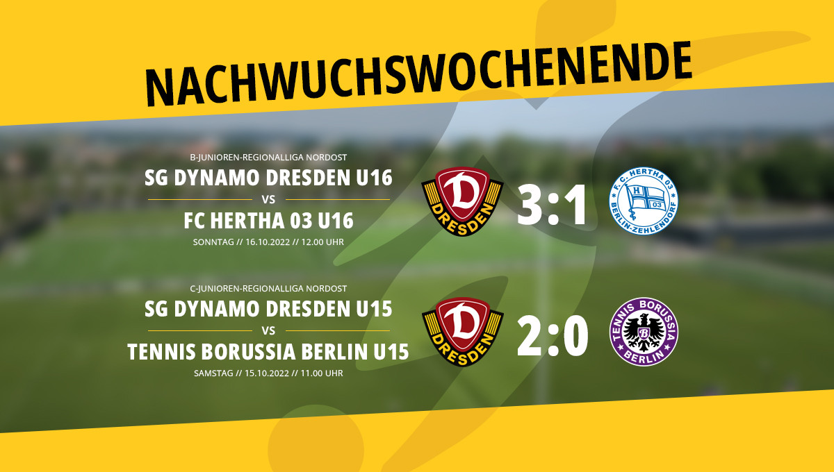 U16 und U15 feiern Heimsiege gegen Berliner Mannschaften   Sportgemeinschaft Dynamo Dresden - Die offizielle Website